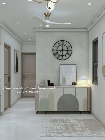 A console table with a unique arched design sits against a textured wall, demonstrating how even smaller furniture pieces can make a big design impact.
