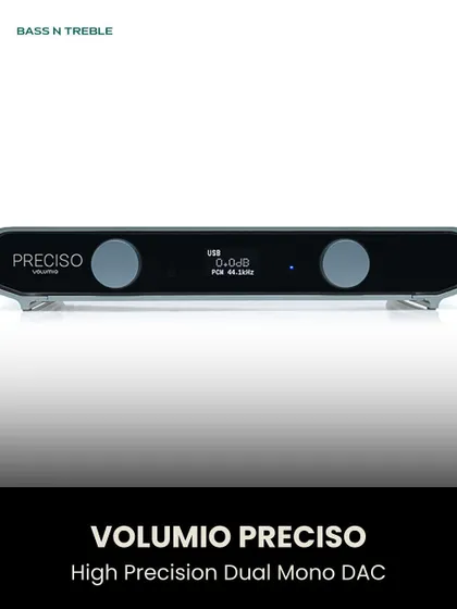 The Volumio Preciso is a high-precision dual-mono DAC designed to extract every last detail from your digital music files, delivering a clean and accurate analog signal.
