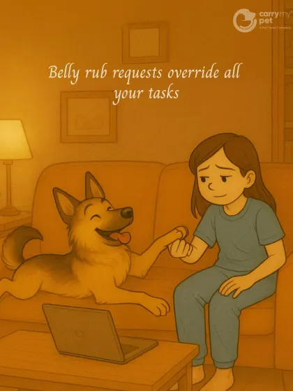 A request for a belly rub is a top-priority task that overrides everything else on your to-do list. It's one of the best parts of working from home.