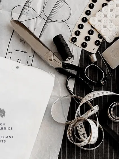 "Rich fabrics and elegant cuts." This is the foundation of our work. We start with the best materials and a precise pattern to ensure a superior final product.