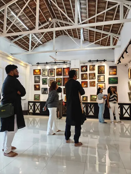 Visitors and artists at the "Tune of Inner Journey" exhibition. We host events that foster a sense of community and connection among art lovers and creators.