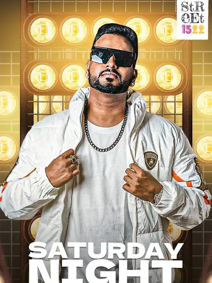 A "Saturday Night" poster for Street 1522, with a powerful, confident look.