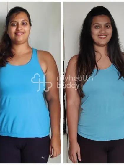 Another angle of Ishani's 7kg transformation. She learned that it only takes 21 days to form a habit and challenged herself to continue her journey.