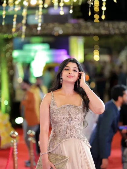 A lovely shot of Aishani Shetty, capturing her gentle smile and elegant look for the evening.