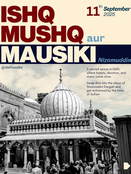 Feel the spiritual energy of Nizamuddin. Our 'Ishq, Mushq aur Mausiki' walk takes you into the heart of Sufi devotion, culminating in a soul-stirring Qawwali performance at the Dargah.