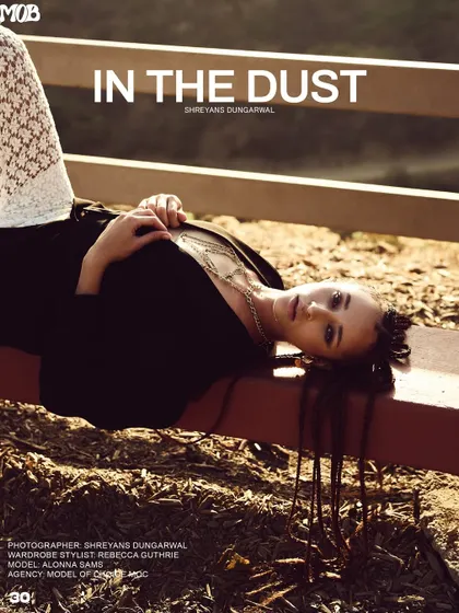 An outdoor editorial for MOB Journal, shot in the hills of Los Angeles. The warm, golden hour light contrasts with the edgy styling.