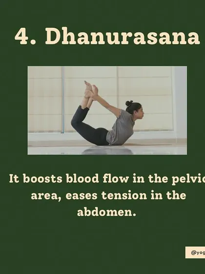 Dhanurasana (Bow Pose) for Abdominal Ease. By boosting blood flow to the pelvic area, this pose can ease tension in the abdomen, a common area of discomfort for those with PCOD.