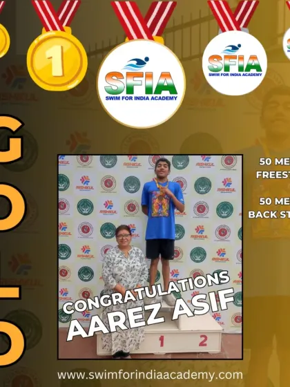 Aarez Asif shines with 2 Golds and 2 Silvers at the CBSE North Zone Swimming Championship, dominating in the 50m Freestyle and 50m Backstroke events.