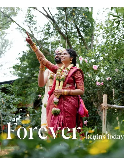 'Forever begins today'. The couple performs a ritual, pointing to the sky, in a beautiful, symbolic moment.