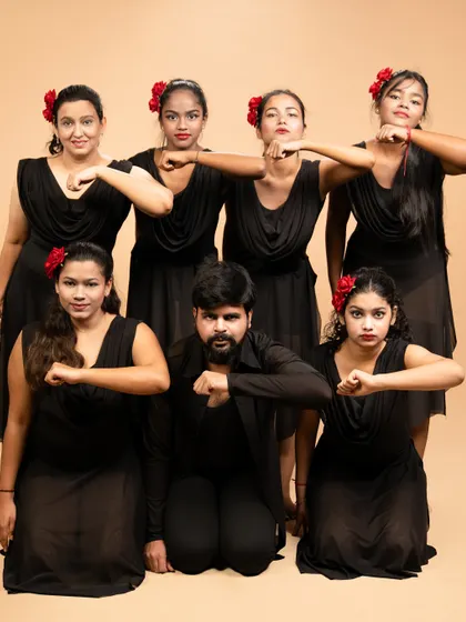 A dramatic group pose from a piece exploring the paradox of love and heartbreak. Our performances are designed to be emotionally resonant and thought provoking.