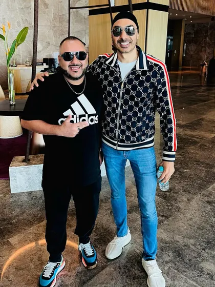 Sharing a moment with the king of bhangra, Sukhbir. Performing with him is always a high-energy affair.