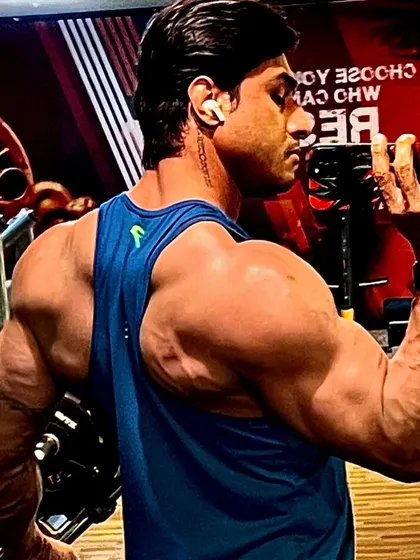 A rear delt shot, showing that we train all three heads of the shoulder for a complete, 3D look.