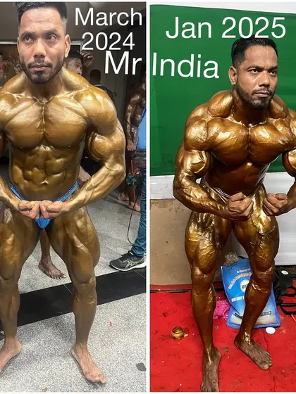 Another look at my year-over-year progress for the Mr. India stage. This shows the continuous improvement that I strive for and teach my clients.