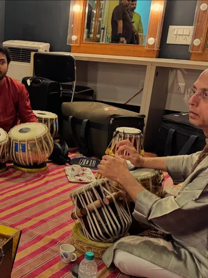 Another view from the green room, watching my Guru as he explains a nuance. The learning never stops when you are with your teacher.