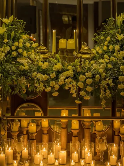 A duplicate of image 128, showing the breathtaking display of candles and flowers for a luxurious Diwali celebration.