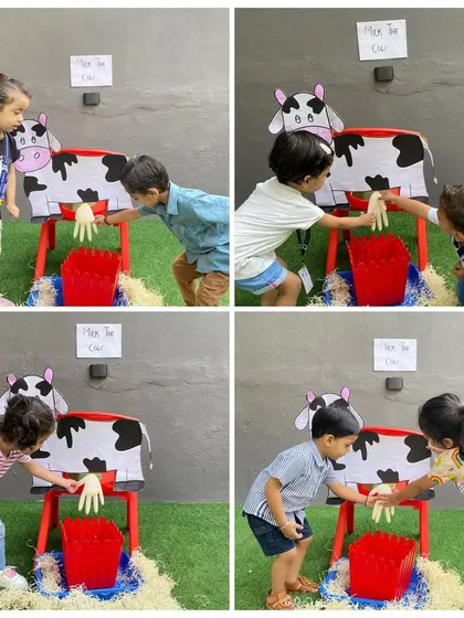 Little hands get to work in our farm corner. This imaginative play setup allows children to learn about daily farm activities in a safe and fun environment.