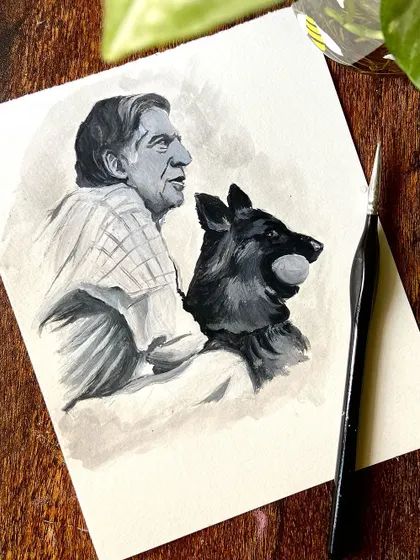 There was no one like Ratan Tata, and there never will be. This is a small monochrome painting I did as a tribute to a man who inspired millions with his kindness.