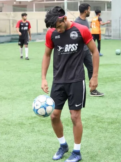Samanyu Nag, another of our star players, showcasing his skills on the ball. His creativity and technical ability are products of our intensive training program.