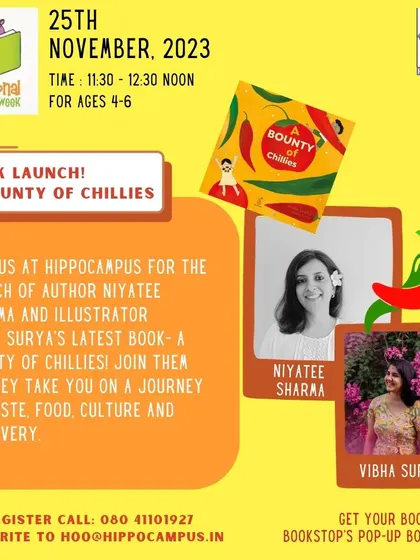 This poster announced the book launch for "A Bounty of Chilies" as part of our National Library Week celebration, inviting kids to a journey of taste, food, and culture.