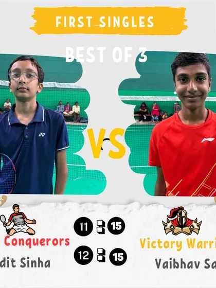 A First Singles match from Day 2. The Victory Warriors' captain takes the win.