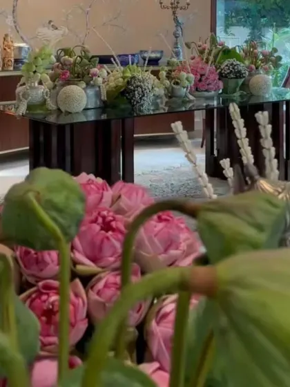 A stunning display of fresh lotus flowers, a symbol of purity and beauty in Indian culture. I use fresh, high-quality florals to create breathtaking arrangements.