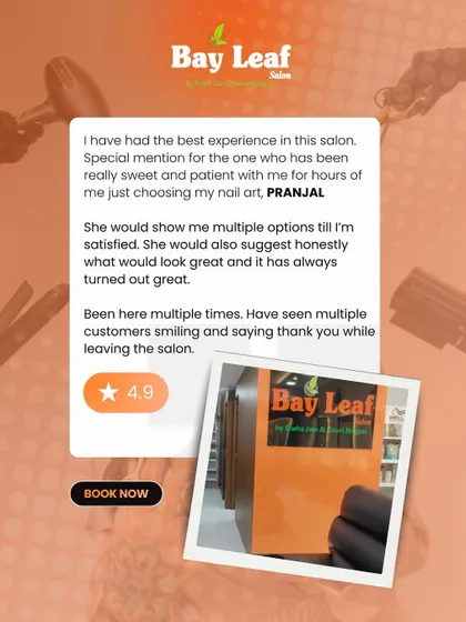 We love when our clients feel patiently guided, not rushed. This review highlights how our nail artist Pranjal took the time to show multiple options until the client was completely satisfied.