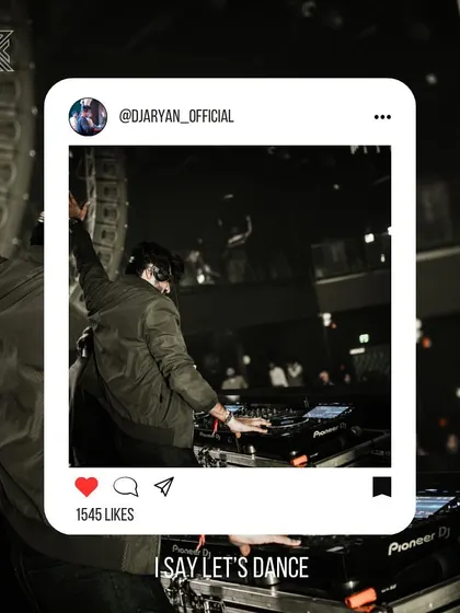 Another version of the Instagram post graphic, this time with a focused shot of me mixing. It shows the serious work behind the party.