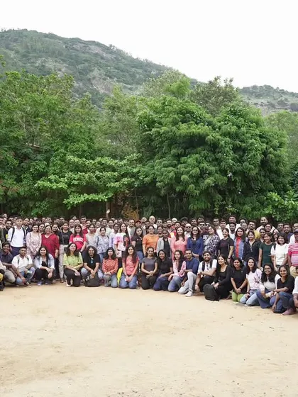 The entire team from Schneider Electric gathered for a group photo. It's moments like these that define a successful corporate retreat.