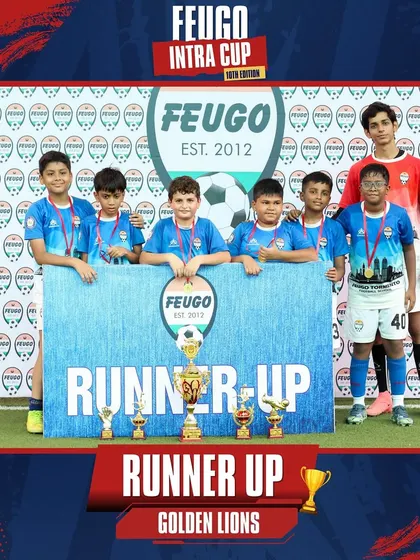 The 'Golden Lions', our formidable U-11 Runner-Up team, with their well-earned trophies.
