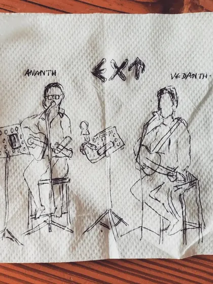 A duplicate of the lovely napkin sketch. It really captured the essence of our duo performance.