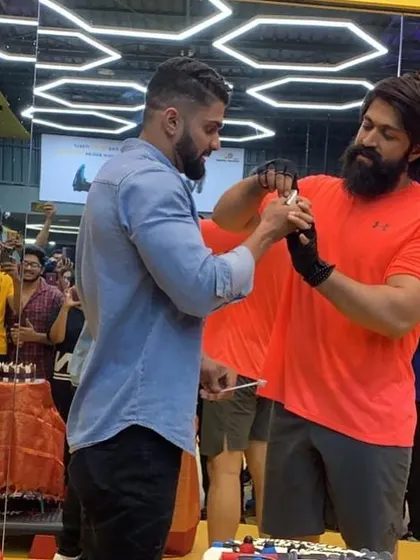 Sharing a celebratory moment with Yash at the gym. Training actors for their roles is a specialized skill that I offer to clients looking for a camera-ready body.