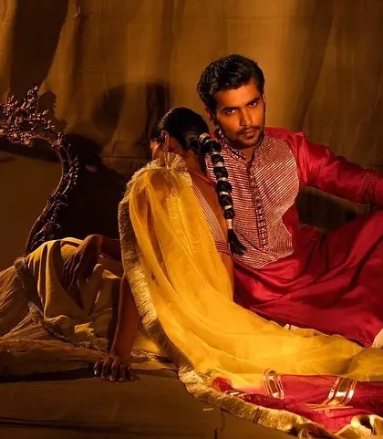 Another view of the artistic setup for Nayantaara. The makeup remains a key element, with warm tones and defined features that stand out in the moody lighting.