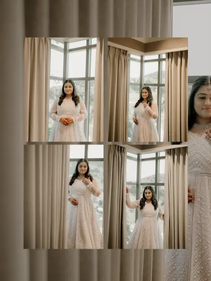 A collage of the bride getting ready, showing different angles and expressions. It tells the story of her preparation for the big moment.