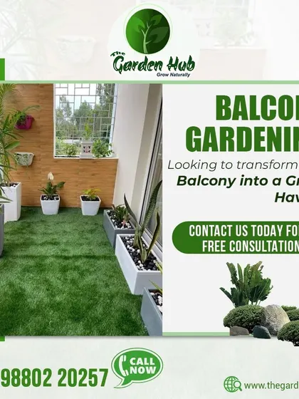 Looking to transform your balcony into a green haven? This project shows a simple yet effective design using artificial grass and a curated selection of plants in stylish pots.