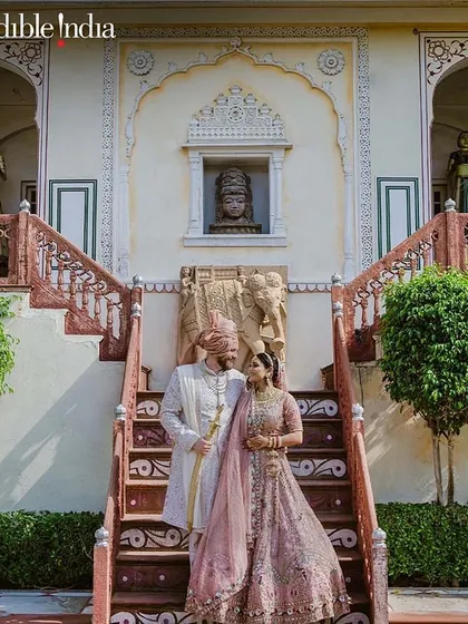 A duplicate of the beautiful couple on the palace steps, as featured by Incredible India's campaign.