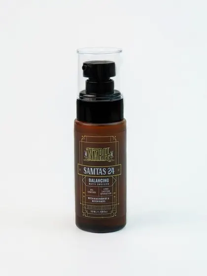 A clean, professional e-commerce shot of a men's beard oil bottle on a pure white background. This is the standard for most online retail platforms.