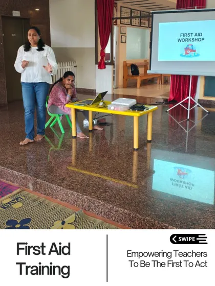 An instructor leads a first aid workshop, demonstrating our commitment to comprehensive teacher preparation. We ensure our educators are not just academically proficient but also ready for the practical responsibilities of childcare.