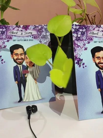 Here's the final printed wedding invitation card from a previous design. You can see how the digital art translates to a beautiful physical product.