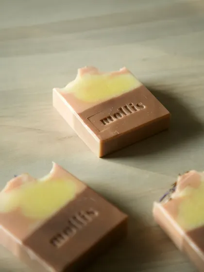 My Japanese Cherry Blossom bars have a new look. This batch is enriched with hibiscus powder and French pink clay for a luxurious cleansing experience.