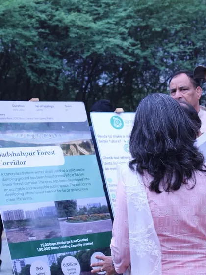 Dignitaries review the plans for the Badshahpur Forest Corridor, a 5.6 km green lifeline that now supports over 20,000 daily users.