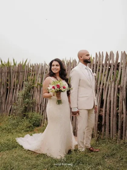 A quiet, contemplative portrait of the couple looking towards their future together.