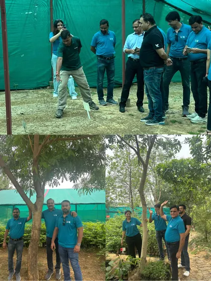 The Valvoline Cummins team participates in a fun team-building activity, connecting with each other and with nature at our nursery.