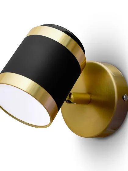 A modern spotlight wall lamp with a black and gold finish, perfect for accent lighting.