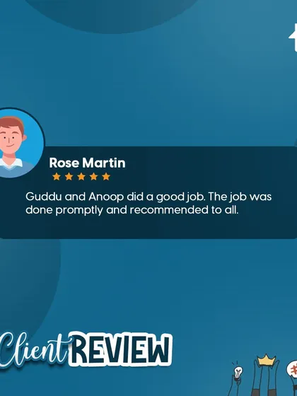 I value feedback from my clients as it motivates me to improve. Here are some of the wonderful reviews I've received, highlighting my team's excellent management, hard work, and professionalism.