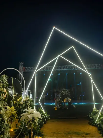 A repeat of the geometric light archway, emphasizing its impact as a key design feature.