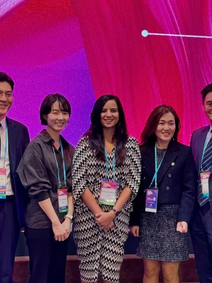A group photo with some of the wonderful team and fellow speakers at Korea Derma 2024.