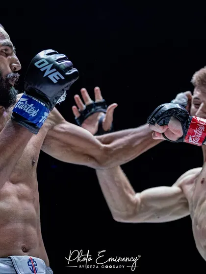 A clean shot lands during the ONE Championship fight. This image captures the timing and accuracy of our fighter's striking, honed through countless hours of pad work and sparring.