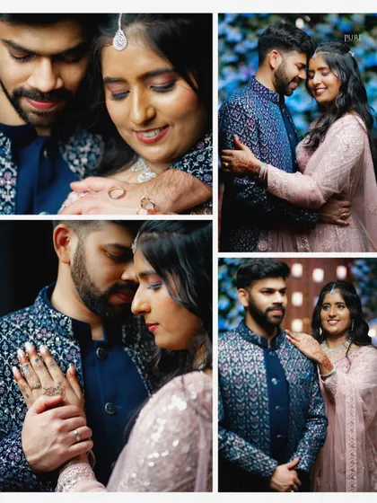 This collage captures the joy and intimacy of an engagement shoot. It tells the story of a couple celebrating ten years of love.