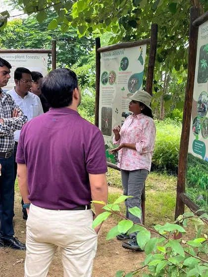 Our team member briefs the new Valvoline Cummins employees, explaining the importance of our nursery in supporting large-scale eco-restoration.