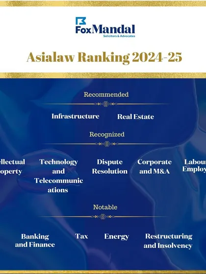 Asialaw has recognized our firm across 10 practice areas in its 2024-25 rankings, including Dispute Resolution, Restructuring, and Insolvency. These rankings, coupled with positive client feedback, validate our position as a distinguished firm for complex legal challenges.